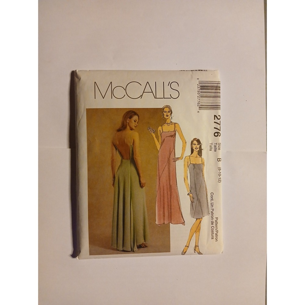 McCall's 2776 Dress Semi Fitted Narrow Straps 8-10-12 Sewing Pattern 2000 Uncut